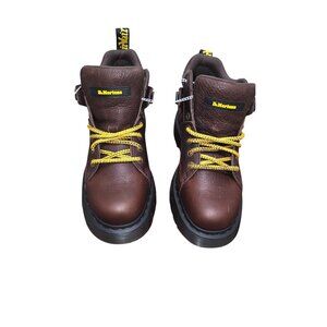 NWOT Dr. Martens Unisex Brown Chunky Leather Work BootsYellow Laces Size M10/W 1